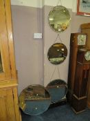 FOUR ART DECO CIRCULAR HANGING MIRRORS - Dia. 61 cm (LARGEST)