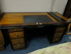 A MODERN DECO STYLE TWIN PEDESTAL DESK - W 170 cm