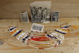 A NAGA TRIBE TRADE BEAD NECKLACE WITH ORIGINAL PHOTOGRAPHS