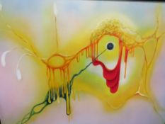 A LARGE FRAMED MIXED MEDIA ON CANVAS ENTITLED INTERPRETATION OF FEELINGS SIGNED LOWER LEFT EVGENY