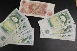 ELEVEN OLD £1 NOTES PLUS A TEN SHILLING NOTE