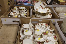 THREE TRAYS OF ROYAL ALBERT OLD COUNTRY ROSES TEA WARE
