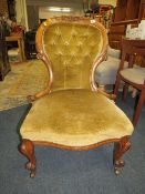 A 19TH CENTURY MAHOGANY LADIES CHAIR