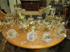 TWO MATCHING CRYSTAL STYLE CEILING LIGHT FITTINGS TOGETHER WITH A MATCHING PAIR OF CRYSTAL STYLE