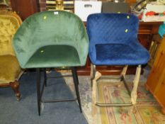 TWO MODERN UPHOLSTERED KITCHEN / BAR STOOLS