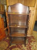 A SMALL OAK BARLEYTWIST BOOKCASE - W 41.5 cm