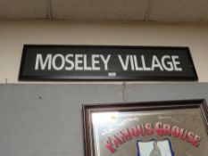 A FRAMED AND GLAZED BUS BLIND FOR MOSELEY VILLAGE WITH CERTIFICATE OF AUTHENTICITY PEDLARS OF