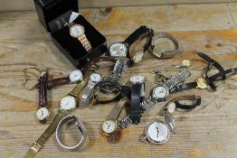 A BAG OF ASSORTED WRIST WATCH TOGETHER WITH A POCKET BRAILLE WATCH