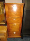 A VINTAGE MAHOGANY WRITING DESK / CHEST - H 124 cm, W 53 cm