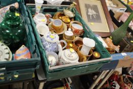 THREE TRAYS OF ASSORTED CERAMICS AND GLASS ETC TO INCLUDE HORNSEA
