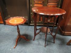 AN EDWARDIAN MAHOGANY OCCASIONAL TABLE & A WINE TABLE (2)