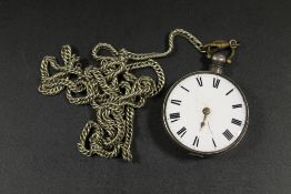 A HALLMARKED SILVER POCKET WATCH - BIRMINGHAM 1824, MOVEMENT MARKED HOLLISON LIVERPOOL