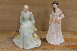 A ROYAL DOULTON FIGURINE 'LAUREN' TOGETHER WITH COALPORT FIGURINE 'ADMIRATION' A/F (2)
