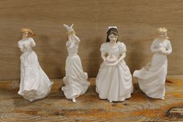 FOUR SMALL ROYAL DOULTON FIGURINES TO INCLUDE 'THINKING OF YOU'