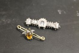 A VICTORIAN BUG BROOCH TOGETHER WITH A VICTORIAN SILVER BROOCH