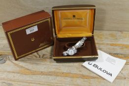 A BOXED BULOVA LADIES WRIST WATCH