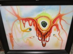 A LARGE FRAMED MIXED MEDIA ON CANVAS ENTITLED INTERPRETATION OF CONSERVATORY FOR IDEAS SIGNED