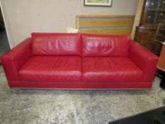 A RED DESIGNER SOFA - W 202 cm