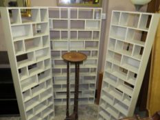 FOUR SETS OF MODERN SHELVES AND A TORCHERE STAND (5)
