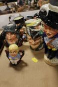 A TRAY OF ASSORTED CHARACTER JUGS TO INCLUDE ROYAL DOULTON EXAMPLES