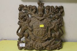 A GILT CAST METAL ROYAL PLAQUE