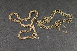 TWO HALLMARKED 9 CARAT GOLD CHAINS, APPROX COMBINED WEIGHT 6.2G