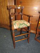 AN ANTIQUE CHILDS HIGH CHAIR A/F