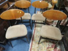 RETRO SET OF FOUR G PLAN STYLE DINING CHAIRS
