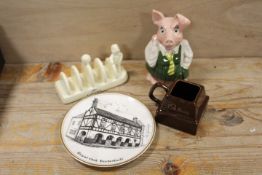 A SMALL QUANTITY OF CERAMICS TO INCLUDE A WADE NAT WEST PIG