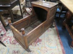 ANTIQUE OAK CHILDS ROCKING CRADLE