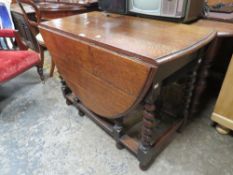 VINTAGE OAK BARLEY TWIST GATE LEG TABLE