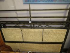 A MODERN METAL / WICKER BED FRAME - W 140 cm