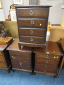 THREE STAG MINSTREL FOUR DRAWER CHESTS A/F