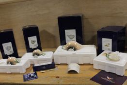 A COLLECTION OF BOXED 'DRAGONFLY PATTERN' FRANZ PORCELAIN TEAWARE CONSISTING OF TEAPOT, CREAM JUG,