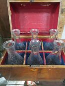 A DOMED SIX BOTTLE TREEN CASKET