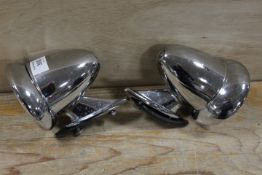 A PAIR OF CHROME ART DECO CAR WING / DOOR MIRRORS