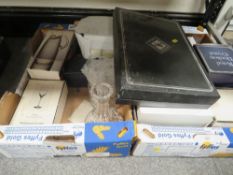 TWO TRAYS OF ASSORTED GLASSWARE ETC TO INCLUDE EDINBURGH CRYSTAL BOWLS