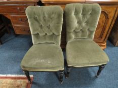 PAIR OF UPHOLSTERED EDWARDIAN CHAIRS