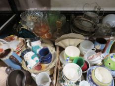 FOUR TRAYS OF ASSORTED CERAMICS AND GLASS