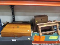 A QUANTITY OF TREEN TO INCLUDE A WRITING SLOPE