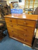 VICTORIAN MAHOGANY FIVE DRAWER CHESTW 114CM