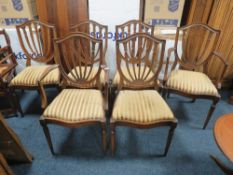 SET OF SIX REPRODUCTION MAHOGANY DINING CHAIRS