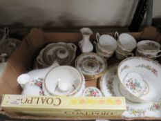 A TRAY OF COALPORT MING ROSE CERAMICS