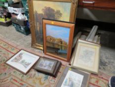 QUANTITY OF ASSORTED PICTURES, PRINTS TO INCLUDE A TRAY OF ASSORTED POSTERS