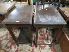 TWO OAK OCCASIONAL TABLES