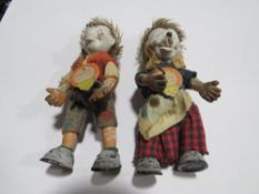 TWO VINTAGE STEIFF HEDGEHOG FIGURES 'MECKI' & 'MICKI' A/F