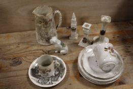 A SMALL TRAY OF ANTIQUE CRESTED CERAMICS AND CRESTEDWARE