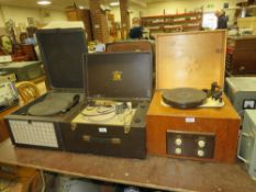 THREE VINTAGE RECORD PLAYERS