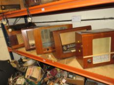 FIVE ASSORTED WOODEN CASED VALVE RADIOS - A/F