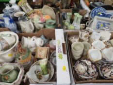 FOUR TRAYS OF CERAMICS TO INCLUDE MASONS ETC